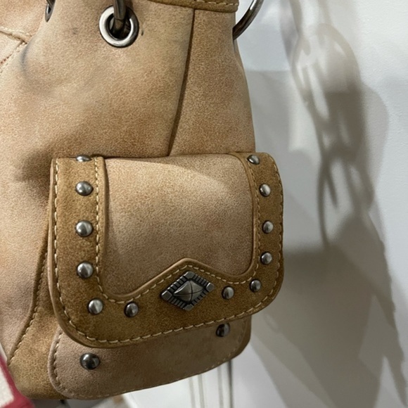 Montana West light brown tan leather satchel shoulder bag concealed carry - Picture 9 of 11